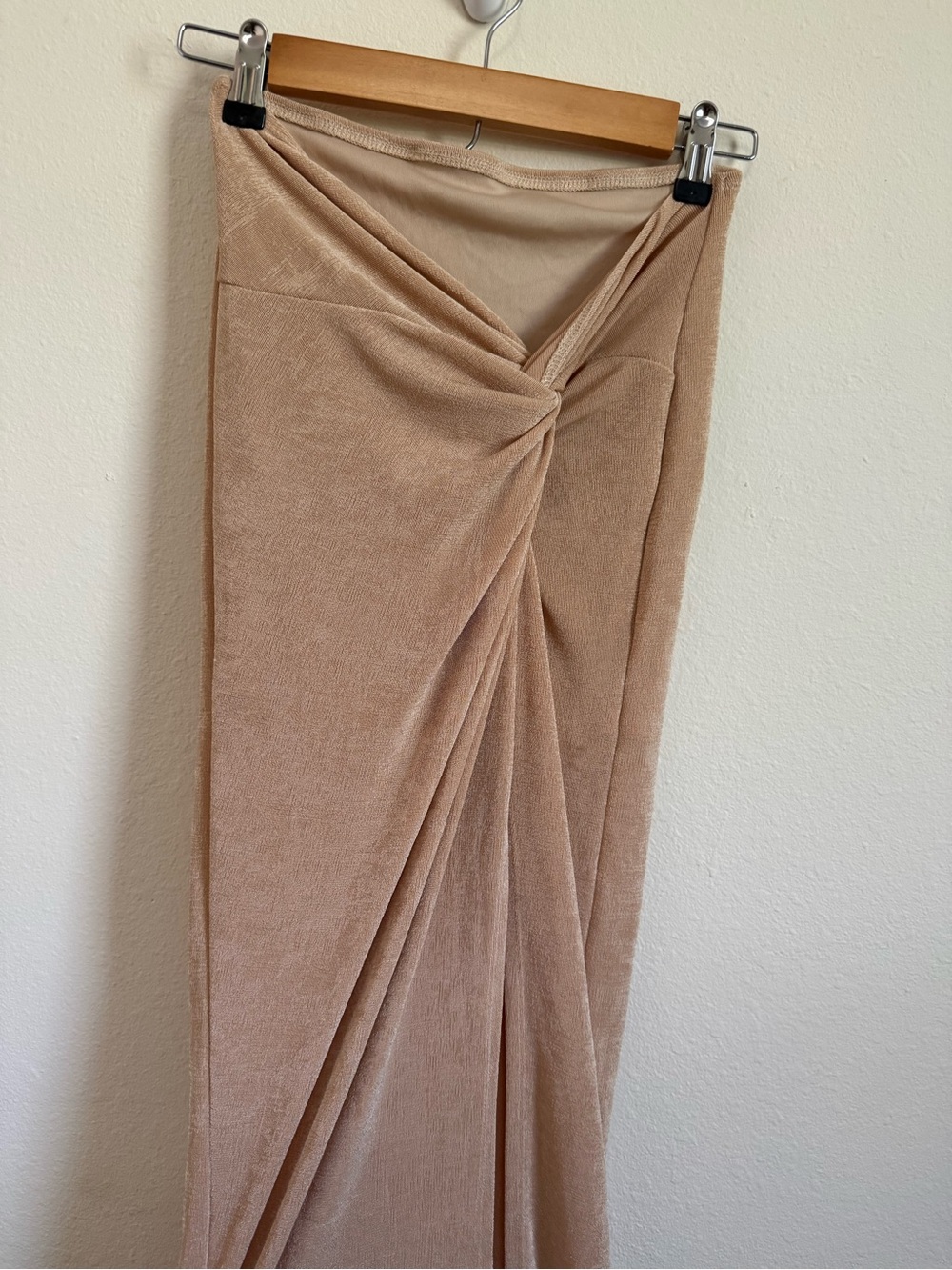 SHEIN Twist-Front Maxi Skirt - Beige/Tan